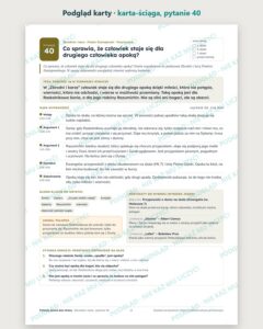 Pytania jawne 2029–2031: Zbrodnia i kara – 4 opracowania — podgląd karty, karta-ściąga do pytania 40: teza, mapa wypowiedzi, konteksty i pytania komisji