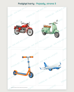 Ruchomy alfabet: Pojazdy — 48 kart PDF z kluczem — podgląd karty, strona 3