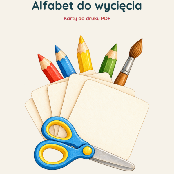 Ruchomy alfabet do wycięcia — okładka materiału do druku