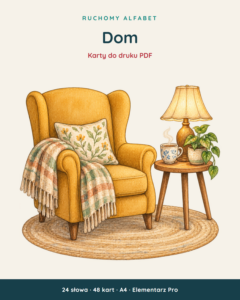 Ruchomy alfabet: Dom — 48 kart PDF z kluczem — okładka