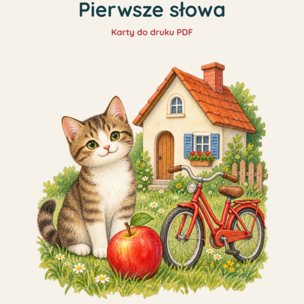 Ruchomy alfabet: Pierwsze słowa — okładka materiału do druku