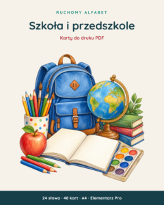 Ruchomy alfabet: Szkoła i przedszkole — 48 kart PDF z kluczem — okładka