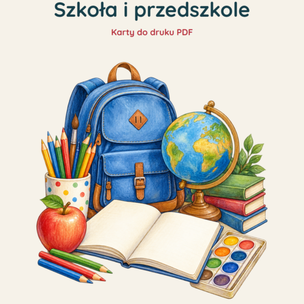 Ruchomy alfabet: Szkoła i przedszkole — okładka materiału do druku