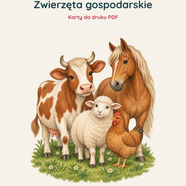 Ruchomy alfabet: Zwierzęta gospodarskie — okładka materiału do druku
