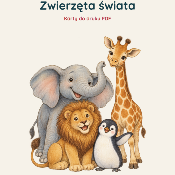 Ruchomy alfabet: Zwierzęta świata — okładka materiału do druku