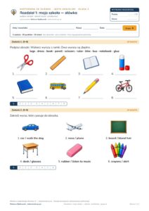 Słówka z angielskiego klasa 4 — 9 kartkówek z obrazkami, A–E PDF — okładka