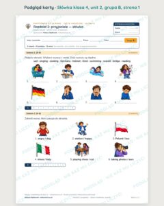 Kartkówka ze słówek angielski klasa 4 unit 2: przyjaciele — B–E — podgląd karty, strona 1