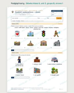 Kartkówka ze słówek angielski klasa 8 unit 3: społeczeństwo — B–E — podgląd karty, strona 1