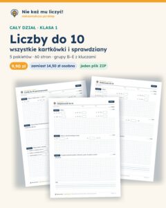 Liczby do 10 — cały dział, klasa 1 (4 pakiety) — pierwsza strona arkusza grupy A