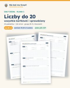 Liczby do 20 — cały dział, klasa 1 (5 pakietów) — pierwsza strona arkusza grupy A