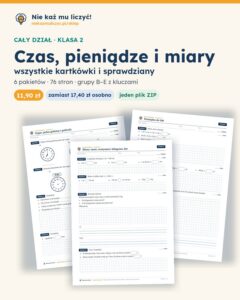 Czas, pieniądze i miary — cały dział, klasa 2 (3 pakiety) — pierwsza strona arkusza grupy A