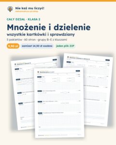Mnożenie i dzielenie — cały dział, klasa 2 (4 pakiety) — pierwsza strona arkusza grupy A