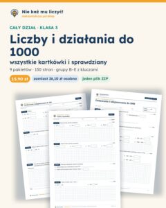 Liczby i działania do 1000 — cały dział, klasa 3 (6 pakietów) — pierwsza strona arkusza grupy A