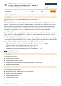 Próbny egzamin ósmoklasisty — arkusz 2 — sprawdzian, polski kl. 8 — pierwsza strona arkusza grupy A