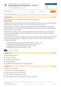 Próbny egzamin ósmoklasisty — arkusz 6 — sprawdzian, polski kl. 8 — pierwsza strona arkusza grupy A