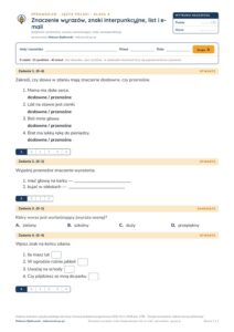 Znaczenie wyrazów, znaki interpunkcyjne, list i e-mail — polski kl. 4 — pierwsza strona arkusza grupy A