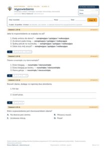 Wypowiedzenia — kartkówka, polski kl. 6 — pierwsza strona arkusza grupy A
