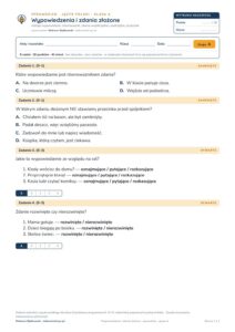 Wypowiedzenia i zdania złożone — sprawdzian, polski kl. 6 — pierwsza strona arkusza grupy A