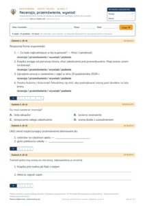 Recenzja, przemówienie, wywiad — kartkówka, polski kl. 7 — pierwsza strona arkusza grupy A