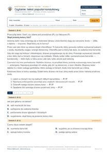 Czytanie: tekst popularnonaukowy — kartkówka, polski kl. 7 — pierwsza strona arkusza grupy A