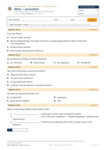 Biblia — sprawdzian — sprawdzian, polski LO kl. 1 — pierwsza strona arkusza grupy A