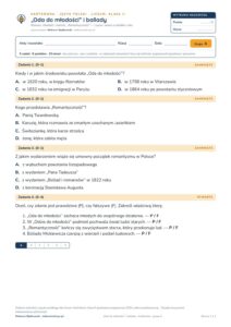 „Oda do młodości” i ballady — kartkówka, polski LO kl. 2 — pierwsza strona arkusza grupy A