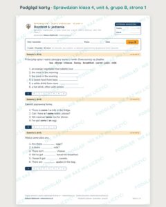 Sprawdzian angielski klasa 4 unit 6: jedzenie — grupy B–E — podgląd karty, strona 1