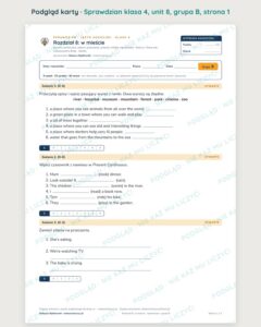 Sprawdzian angielski klasa 4 unit 8: w mieście — grupy B–E — podgląd karty, strona 1