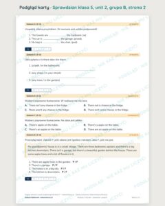 Sprawdzian angielski klasa 5 unit 2: mój dom — grupy B–E — podgląd karty, strona 2