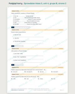 Sprawdzian angielski klasa 5 unit 4: obowiązki domowe — grupy B–E — podgląd karty, strona 2