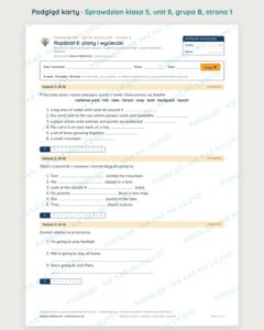 Sprawdzian angielski klasa 5 unit 8: plany i wycieczki — grupy B–E — podgląd karty, strona 1