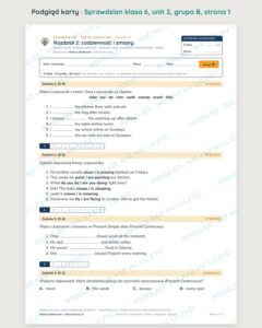 Sprawdzian angielski klasa 6 unit 2: codzienność i zmiany — grupy B–E — podgląd karty, strona 1