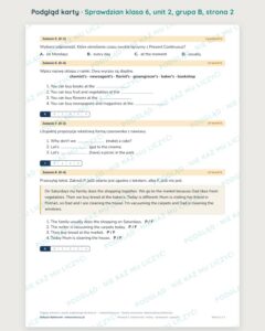 Sprawdzian angielski klasa 6 unit 2: codzienność i zmiany — grupy B–E — podgląd karty, strona 2