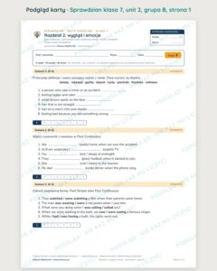 Sprawdzian angielski klasa 7 unit 2: wygląd i emocje — grupy B–E — podgląd karty, strona 1