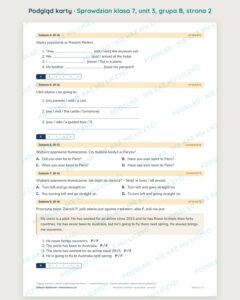 Sprawdzian angielski klasa 7 unit 3: podróże — grupy B–E — podgląd karty, strona 2