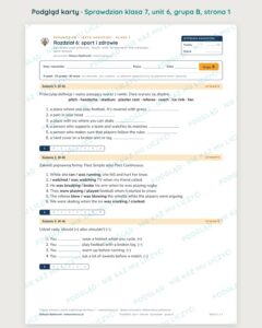 Sprawdzian angielski klasa 7 unit 6: sport i zdrowie — grupy B–E — podgląd karty, strona 1