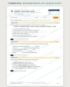 Sprawdzian angielski klasa 8 unit 1: technologia i usługi — grupy B–E — podgląd karty, strona 1