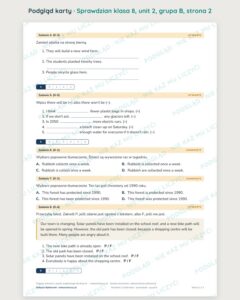 Sprawdzian angielski klasa 8 unit 2: środowisko — grupy B–E — podgląd karty, strona 2