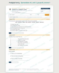 Sprawdzian angielski klasa 4 A1 unit 3: dom — grupy B–E — podgląd karty, strona 1
