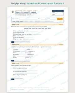 Sprawdzian angielski klasa 4 A1 unit 4: wygląd — grupy B–E — podgląd karty, strona 1