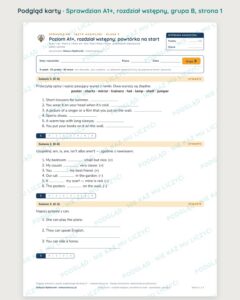 Sprawdzian angielski klasa 5 A1+ rozdział wstępny — grupy B–E — podgląd karty, strona 1