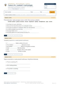Sprawdzian angielski klasa 5 A1+ unit 3: technologia — grupy B–E — okładka