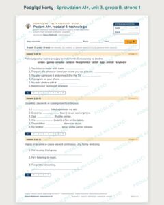 Sprawdzian angielski klasa 5 A1+ unit 3: technologia — grupy B–E — podgląd karty, strona 1