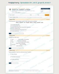 Sprawdzian angielski klasa 5 A1+ unit 5: w mieście — grupy B–E — podgląd karty, strona 1