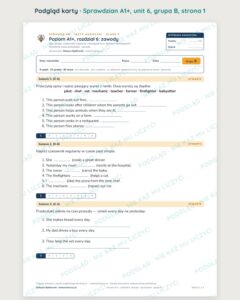 Sprawdzian angielski klasa 5 A1+ unit 6: zawody — grupy B–E — podgląd karty, strona 1