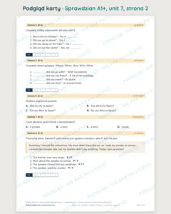 Sprawdziany z angielskiego klasa 5, poziom A1+ — 9 rozdziałów, A–E PDF — podgląd karty, strona 2