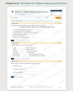 Sprawdzian angielski klasa 6 A2 rozdział wstępny — grupy B–E — podgląd karty, strona 1