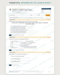 Sprawdzian angielski klasa 6 A2 unit 1: życie w domu — grupy B–E — podgląd karty, strona 1
