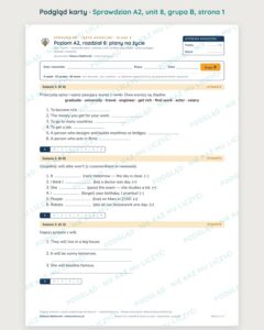 Sprawdzian angielski klasa 6 A2 unit 8: plany na życie — grupy B–E — podgląd karty, strona 1