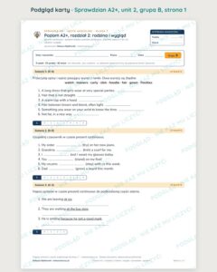 Sprawdzian angielski klasa 7 A2+ unit 2: rodzina i wygląd — grupy B–E — podgląd karty, strona 1